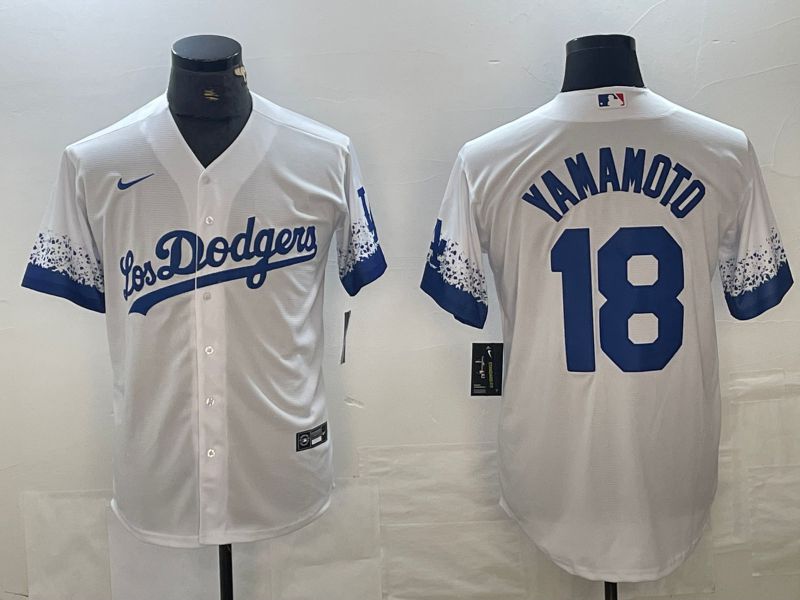 Men 2025 Los Angeles Dodgers #18 Yamamoto White City edition Nike MLB Jersey style 6239